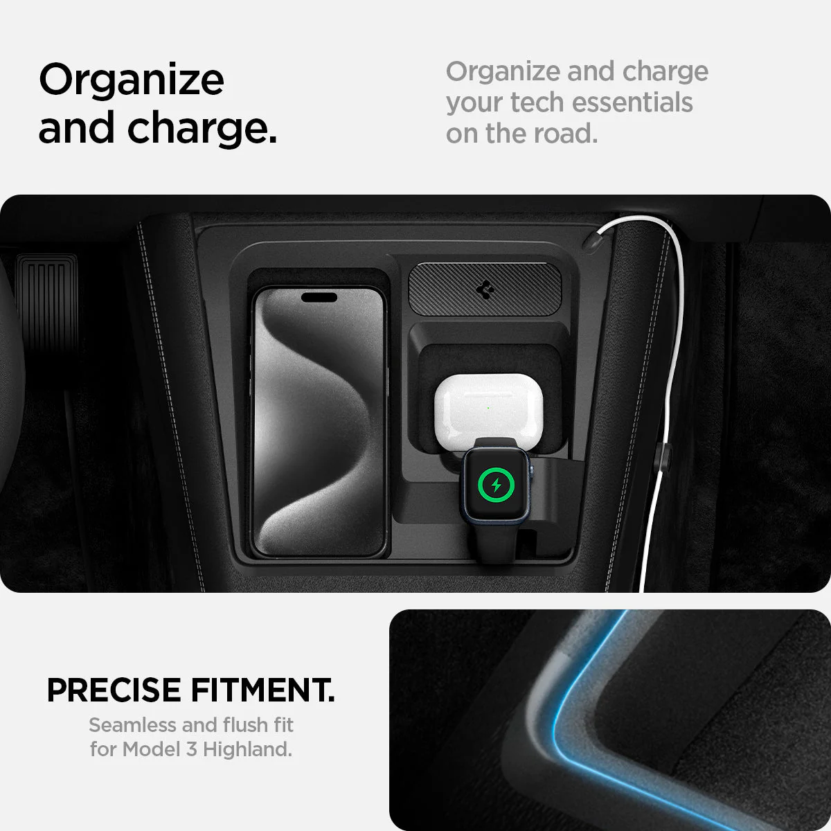 Tesla Model 3 Highland - 3 in 1 Charging Organizer | TO272H - Image 15